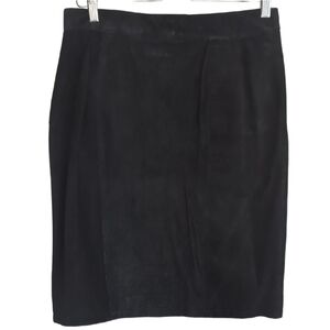 Vintage G-III Women's‎ 13/14 Black Suede Leather High Waisted Pencil Skirt